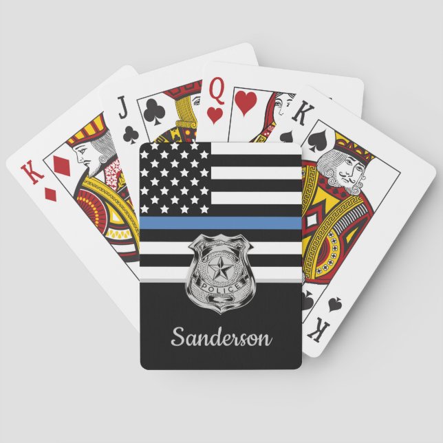 Polisblå linje Tillsatta lagar Pension Thin Blue L Casinokort (Baksidan)