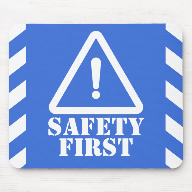Polisblå säkerhet först musmatta (Framsidan)