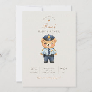Polisbricka Baby Shower Inbjudan — Law Enforcement