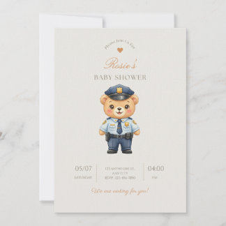 Polisbricka Baby Shower Inbjudan — Law Enforcement
