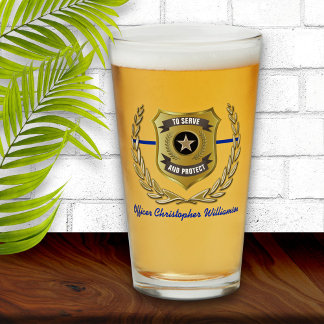 Polischef Badge Personlig Pint Glass Glaskopp