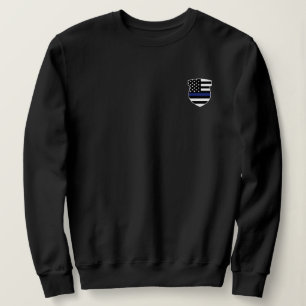 Polischef Badge Thin Blue Line Flagga T Shirt