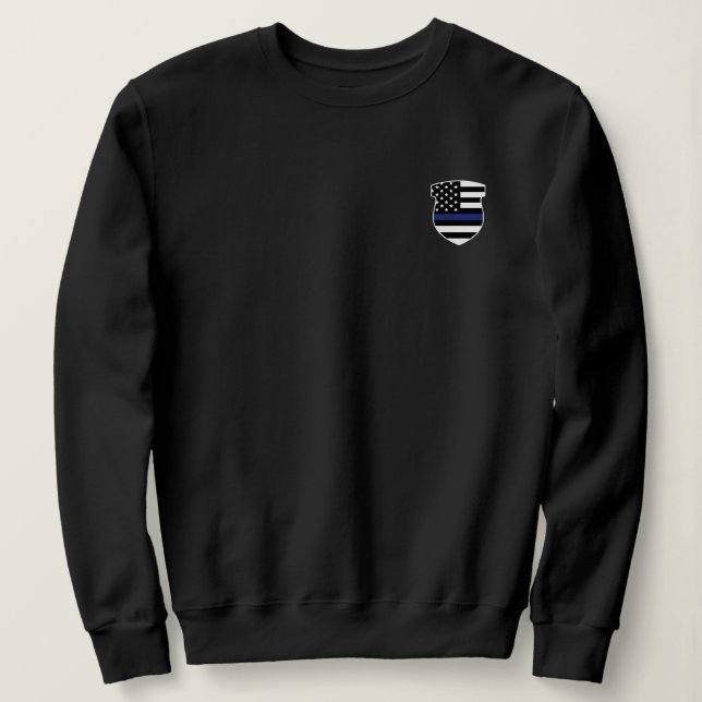 Polischef Badge Thin Blue Line Flagga T Shirt (Design framsida)