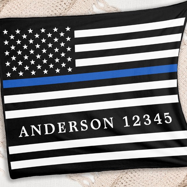 Polischef för modern Thin Blue Line Personlig Fleecefilt (Skapare uppladdad)