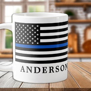 Polischef för modern Thin Blue Line Personlig Jumbo Mugg