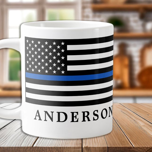Polischef för modern Thin Blue Line Personlig Jumbo Mugg (Skapare uppladdad)