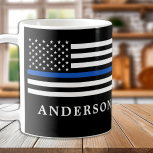 Polischef för modern Thin Blue Line Personlig Kaffemugg