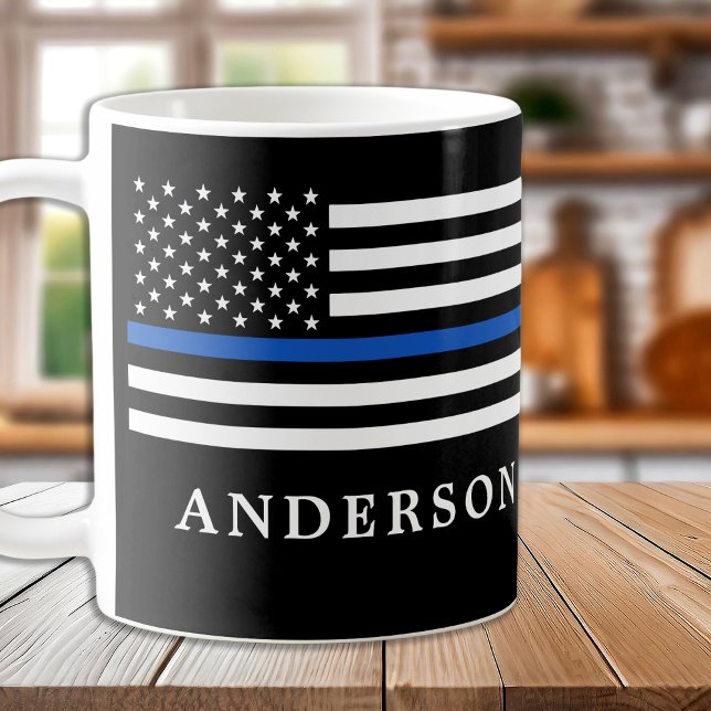 Polischef för modern Thin Blue Line Personlig Kaffemugg (Skapare uppladdad)