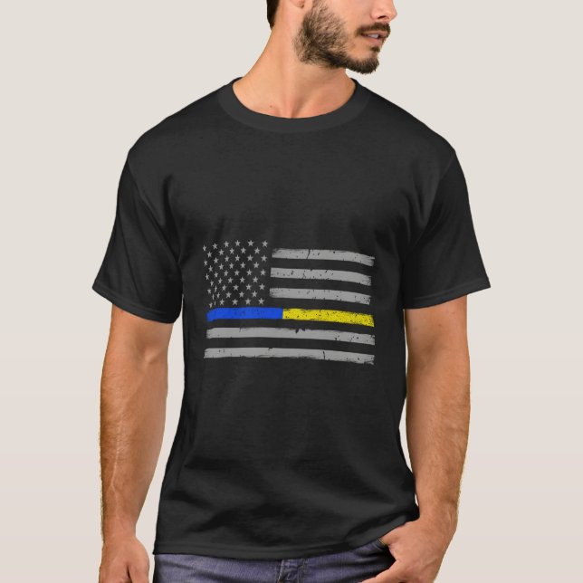 Polischef för Thin Blue Guld Line Dispatcher T Shirt (Framsida)