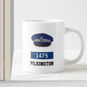 Polischef Gift. UK Police Flat Cap Jumbo Mugg
