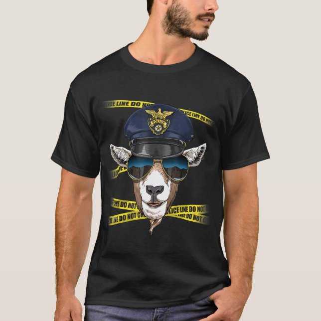 Polischef Goat PD Cop Crime Scene Goat Whisp T Shirt (Framsida)