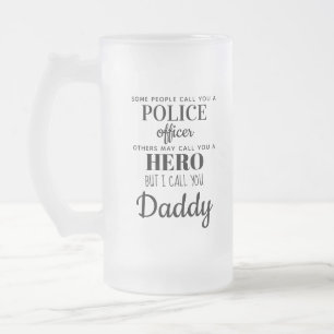 Polischef Hero pappa Fars dag Photo Frostat Ölglas