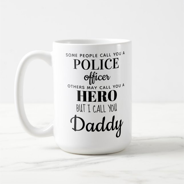 Polischef Hero pappa Fars dag Photo Kaffemugg (Vänster)