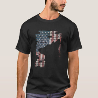Polischef K9 Hund Sheet PD American Flagga Silhou T Shirt