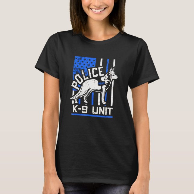 Polischef K 9 Tysk schepherd Policeman T Shirt (Framsida)