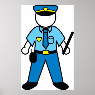 Polischef med batong poster