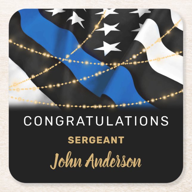 Polischef Party Grattis Pension Underlägg Papper Kvadrat (Framsidan)