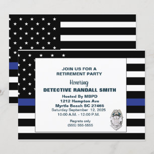 Polischef Pension Blue Line Flagga Inbjudningar