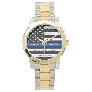 Polischef Pension Gift Thin Blue Line Armbandsur