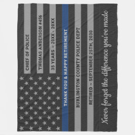 Polischef Pension Gift Thin Blue Line Flagga Fleecefilt