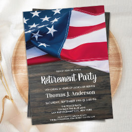 Polischef Pension Party American Flagga Invi Inbjudningar