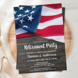 Polischef Pension Party American Flagga Invi Inbjudningar