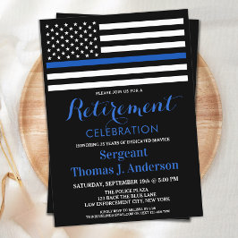Polischef Pension Party Thin Blue Line Inbjudningar