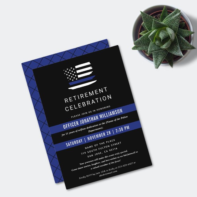 Polischef Pension Party Thin Blue Line Inbjudningar (Skapare uppladdad)