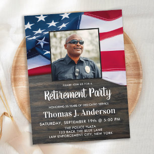 Polischef Pension Photo American Flagga Invi Inbjudan Vykort