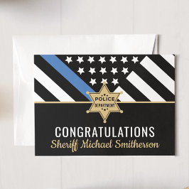 Polischef Pension Thin Blue Line Flagga Kort