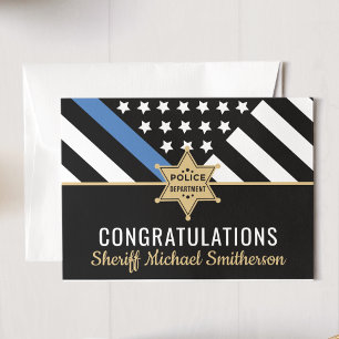 Polischef Pension Thin Blue Line Flagga Kort
