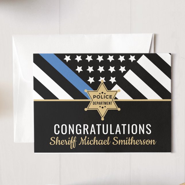 Polischef Pension Thin Blue Line Flagga Kort (Skapare uppladdad)