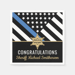 Polischef Pension Thin Blue Line Flagga Pappersservett