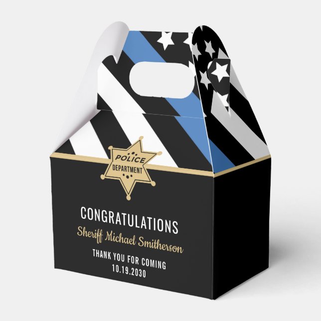 Polischef Pension Thin Blue Line Flagga Presentaskar (Framsidan Sidan)