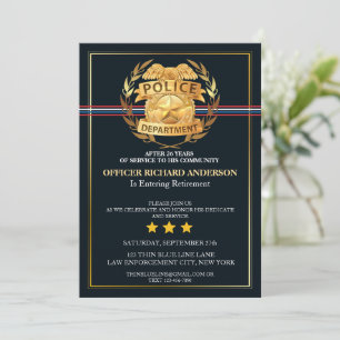 Polischef Pension WIith Guld Badge Shield Inbjudningar