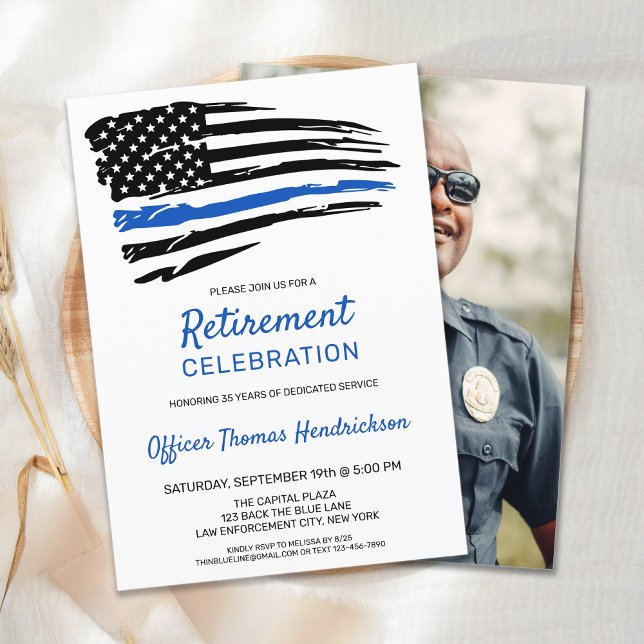 Polischef Photo Thin Blue Line Pension Inbjudningar (Skapare uppladdad)
