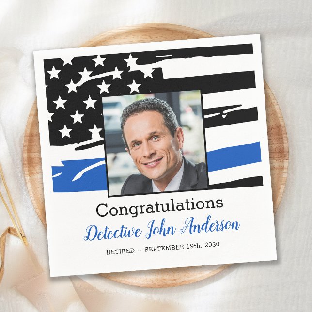 Polischef Photo Thin Blue Line Pension Pappersservett (Skapare uppladdad)