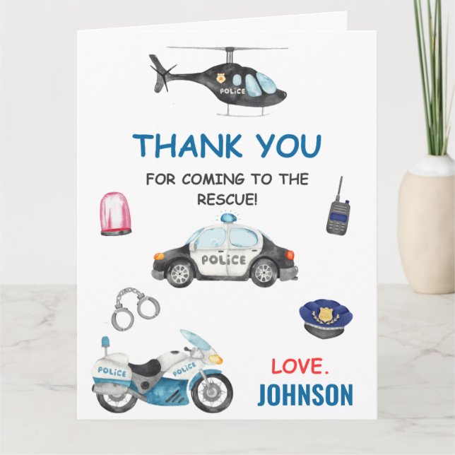 Polischef Policeman Birthday Tack Kort (Framsida)