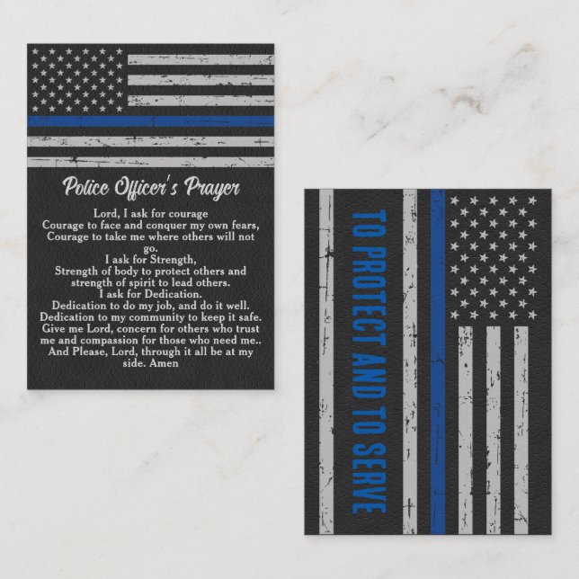 Polischef Prayer Bulk Thin Blue Line Visitkort (Fram/baksida)