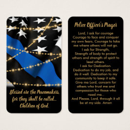 Polischef Prayer Card Thin Blue Line Guld Visitkort