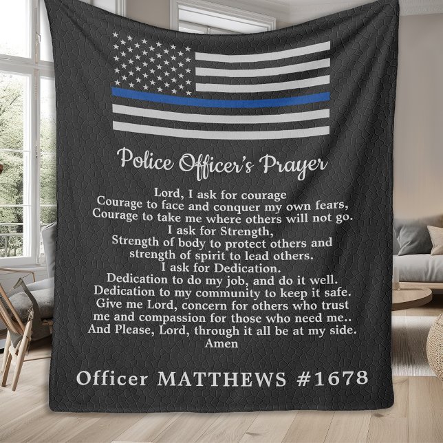 Polischef Prayer Faux Leather Thin Blue Line Fleecefilt (Skapare uppladdad)