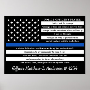 Polischef Prayer Gift Thin Blue Line Poster