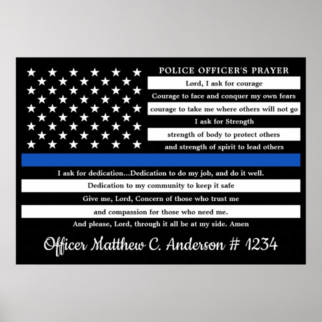 Polischef Prayer Gift Thin Blue Line Poster (Framsidan)