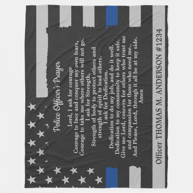Polischef Prayer Grått Leather Thin Blue Line Fleecefilt (Framsidan)