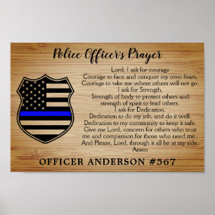 Polischef Prayer Rustic Thin Blue Line Flagga Poster