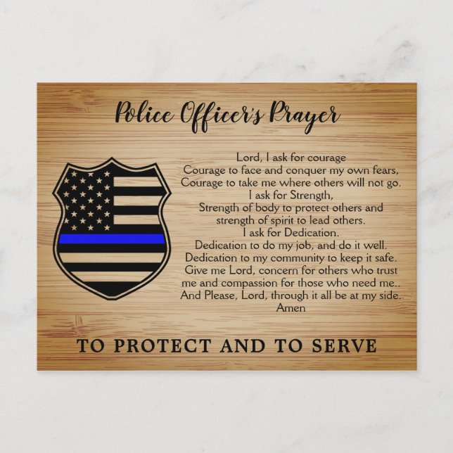 Polischef Prayer Rustic Thin Blue Line Flagga Vykort (Framsida)