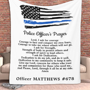 Polischef Prayer Thin Blue Line American Flagga Fleecefilt