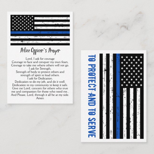 Polischef Prayer Thin Blue Line Visitkort (Fram/baksida)