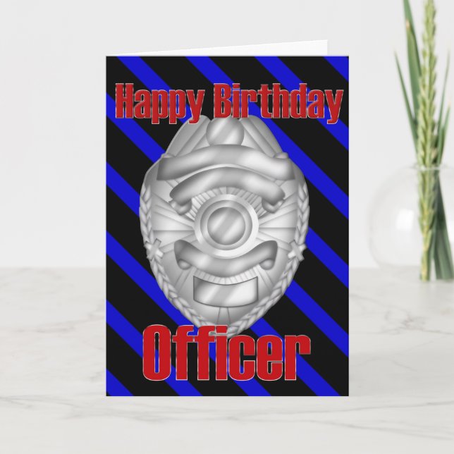Polischef Sheriffen Badge Grattis på födelsedagen  Kort (Framsida)