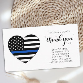 Polischef Tack Thin Blue Line Flagga Heart Visitkort